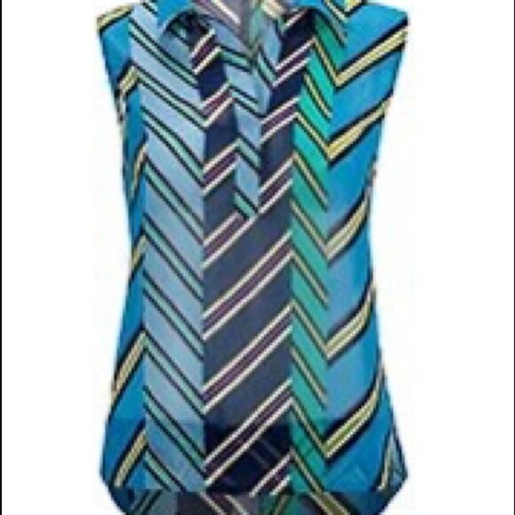 Cabi 3780 Ascot Top Geometric Teal & Green Size Medium - Picture 3 of 7
